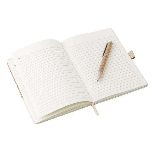 Kurken notitieboek met pen - Afbeelding 3